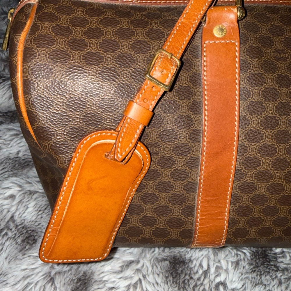 CELINE Brown and Tan Travel Duffel Bag 90s Vintage 🔥 - Picture 3 of 12